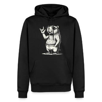 Musique Rock drôle Capybara Concert Party - Sweat à capuche Premium bio Homme - noir - Devant - Nico (187cm)