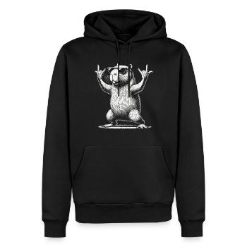 Funny Capybara Heavy Metal Festival Party - Sweat à capuche Premium bio Homme - noir - Devant - Nico (187cm)