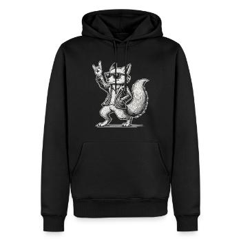 Musique rock Drôle Heavy Metal Fox Concert - Sweat à capuche Premium bio Homme - noir - Devant - Nico (187cm)