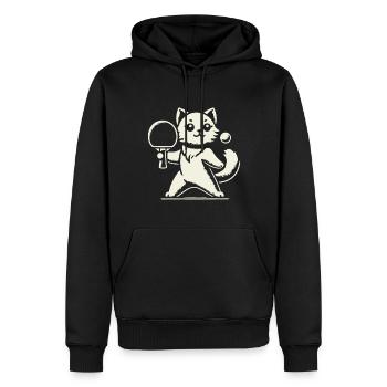 Niedliche Katze Spielt Tischtennis Freude - Männer Premium Bio Hoodie - Schwarz - Vorne - Nico (187cm)