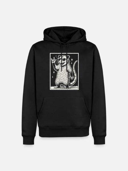 Lustiges Rock Musik Retro Heavy Metal Possum - Männer Premium Bio Hoodie - Schwarz