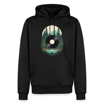 Musique Streetwear Outfit Forest Vinyl - Sweat à capuche Premium bio Homme - noir - Devant - Nico (187cm)