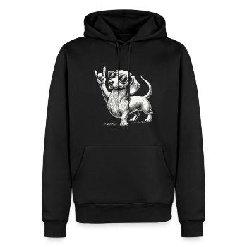 Musique rock Drôle Heavy Metal Teckel Concert - Sweat à capuche Premium bio Homme - noir - Devant - Nico (187cm)