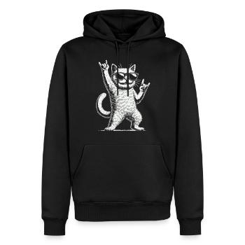 Musique rock Drôle de chat Festival de Heavy Metal - Sweat à capuche Premium bio Homme - noir - Devant - Nico (187cm)