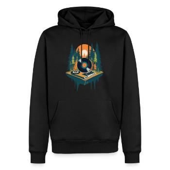 Musique Rétro Streetwear Platine vinyle - Sweat à capuche Premium bio Homme - noir - Devant - Nico (187cm)