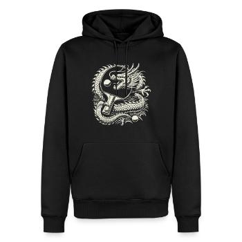 Œuvre d’art de tennis de table dragon avec raquette - Sweat à capuche Premium bio Homme - noir - Devant - Nico (187cm)