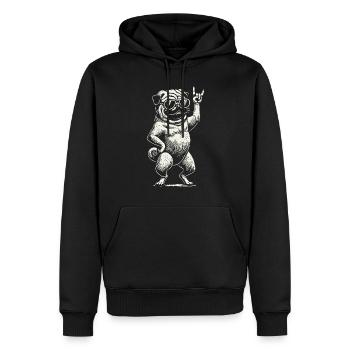 Rock Musik Mops Heavy Metal Festival Design - Männer Premium Bio Hoodie - Schwarz - Vorne - Nico (187cm)