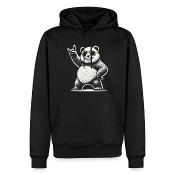 Heavy Metal Musik Panda Mit Sonnenbrille - Männer Premium Bio Hoodie - Schwarz - Vorne - Nico (187cm)
