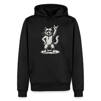 Musique rock Drôle de chat Concert de heavy metal - Sweat à capuche Premium bio Homme - noir - Devant - Nico (187cm)