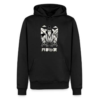 DJ Samurai Musik Retro Streetwear Graffiti - Männer Premium Bio Hoodie - Schwarz - Vorne - Nico (187cm)