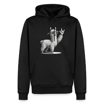 Musique Rock Llama Festival Conception de concert - Sweat à capuche Premium bio Homme - noir - Devant - Nico (187cm)
