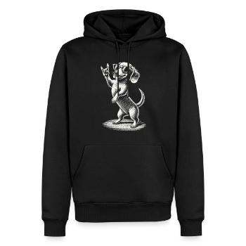 Drôle Heavy Metal Chien Festival Teckel Rétro - Sweat à capuche Premium bio Homme - noir - Devant - Nico (187cm)