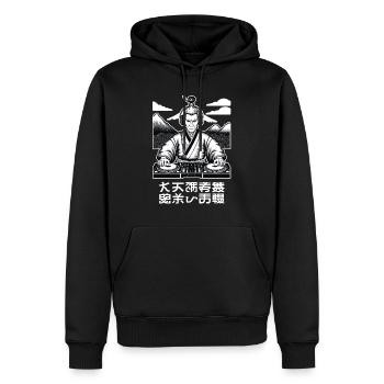 DJ Samurai Music Retro Streetwear Ukiyo-e - Men’s Premium Organic Hoodie - black - Front - Nico (187cm)