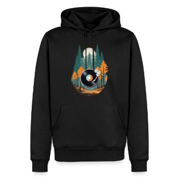Vintage Plattenspieler Musik Retro Streetwear - Männer Premium Bio Hoodie - Schwarz - Vorne - Nico (187cm)