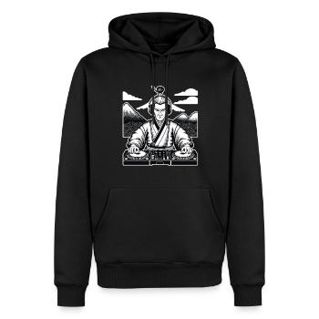 DJ Samurai Music Retro Streetwear Ukiyo-e - Men’s Premium Organic Hoodie - black - Front - Nico (187cm)