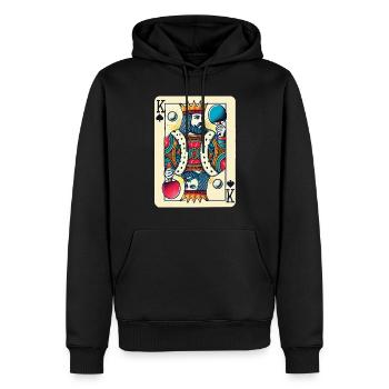 Retro Spielkarte Tischtennis König Design - Männer Premium Bio Hoodie - Schwarz - Vorne - Nico (187cm)