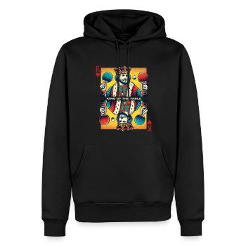 Retro Tischtennis König Spielkarte Vintage Stil - Männer Premium Bio Hoodie - Schwarz - Vorne - Nico (187cm)