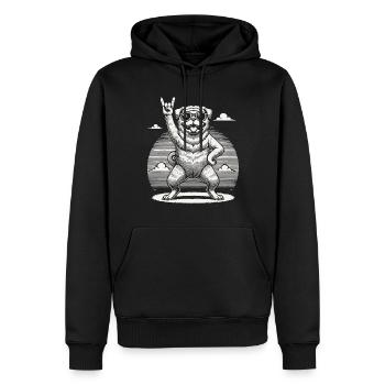 Mops Hund Rock Musik Festival Stil - Männer Premium Bio Hoodie - Schwarz - Vorne - Nico (187cm)