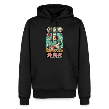 Ramen Chef Cat Kawaii Rétro Japon Ukiyo-E - Sweat à capuche Premium bio Homme - noir - Devant - Nico (187cm)