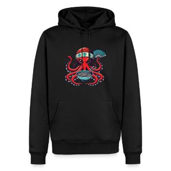 Nouilles Ramen Octopus Retro Japon - Sweat à capuche Premium bio Homme - noir - Devant - Nico (187cm)