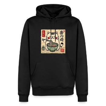 Amant de ramen Kawaii Cat Retro Japon - Sweat à capuche Premium bio Homme - noir - Devant - Nico (187cm)