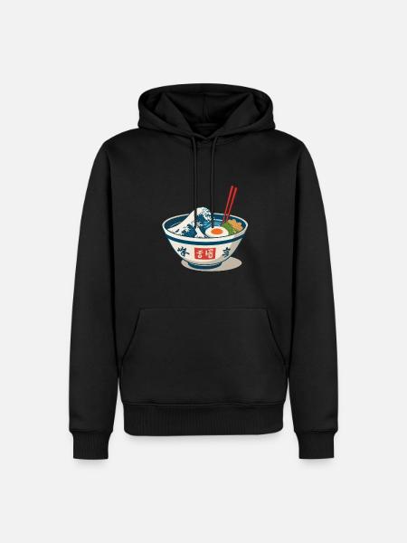 Ramen Noodles Ukiyo-E Japan Retro Aesthetics - Premium økologisk hettegenser for menn - svart