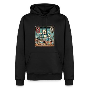 Ramen Noodles Cat Kawaii Retro Ukiyo-E - Men’s Premium Organic Hoodie - black - Front - Nico (187cm)