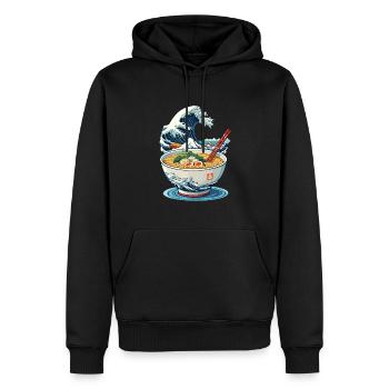 Ramen Ukiyo-E Japanisches Retro Streetwear - Männer Premium Bio Hoodie - Schwarz - Vorne - Nico (187cm)