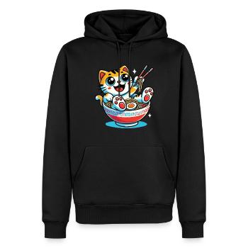 Kawaii Katze Mit Ramen Nudeln Schüssel Anime Stil - Männer Premium Bio Hoodie - Schwarz - Vorne - Nico (187cm)