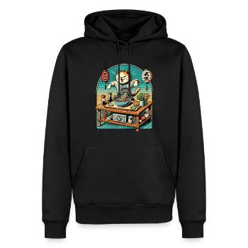 Ramen Nudeln Retro Katze Kawaii Chefkoch Japan - Männer Premium Bio Hoodie - Schwarz - Vorne - Nico (187cm)