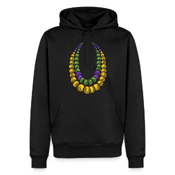 Colliers colorés de Mardi Gras pour les fêtards - Sweat à capuche Premium bio Homme - noir - Devant - Nico (187cm)