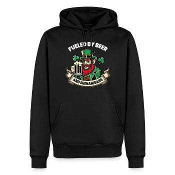 St. Patrick's Day Lustiger Leprechaun Mit Bier - Männer Premium Bio Hoodie - Schwarz - Vorne - Nico (187cm)