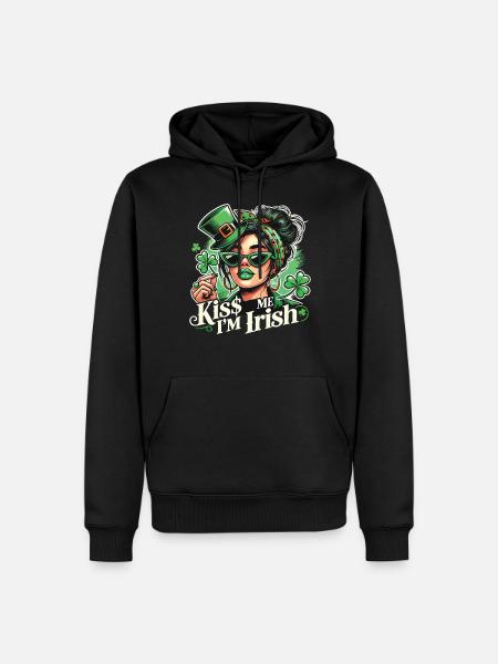Kiss Me I'm Irish St. Patrick's Day Charm - Men’s Premium Organic Hoodie - black