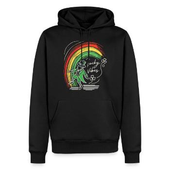 Saint-Patrick Lucky Vibes Arc-en-ciel - Sweat à capuche Premium bio Homme - noir - Devant - Nico (187cm)