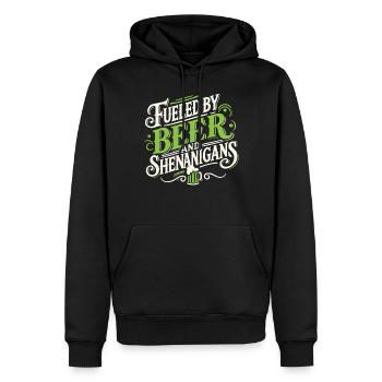 Bière et farces de la Saint-Patrick Motivation - Sweat à capuche Premium bio Homme - noir - Devant - Nico (187cm)