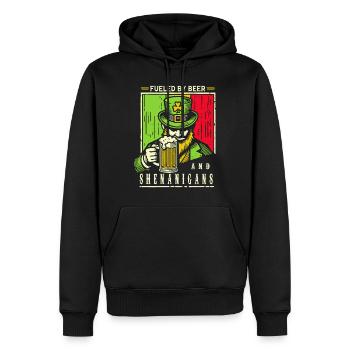 Saint-Patrick Chapeau drôle Bière Trèfle Fun - Sweat à capuche Premium bio Homme - noir - Devant - Nico (187cm)