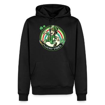 Joyeuses vibrations de la Saint-Patrick - Sweat à capuche Premium bio Homme - noir - Devant - Nico (187cm)
