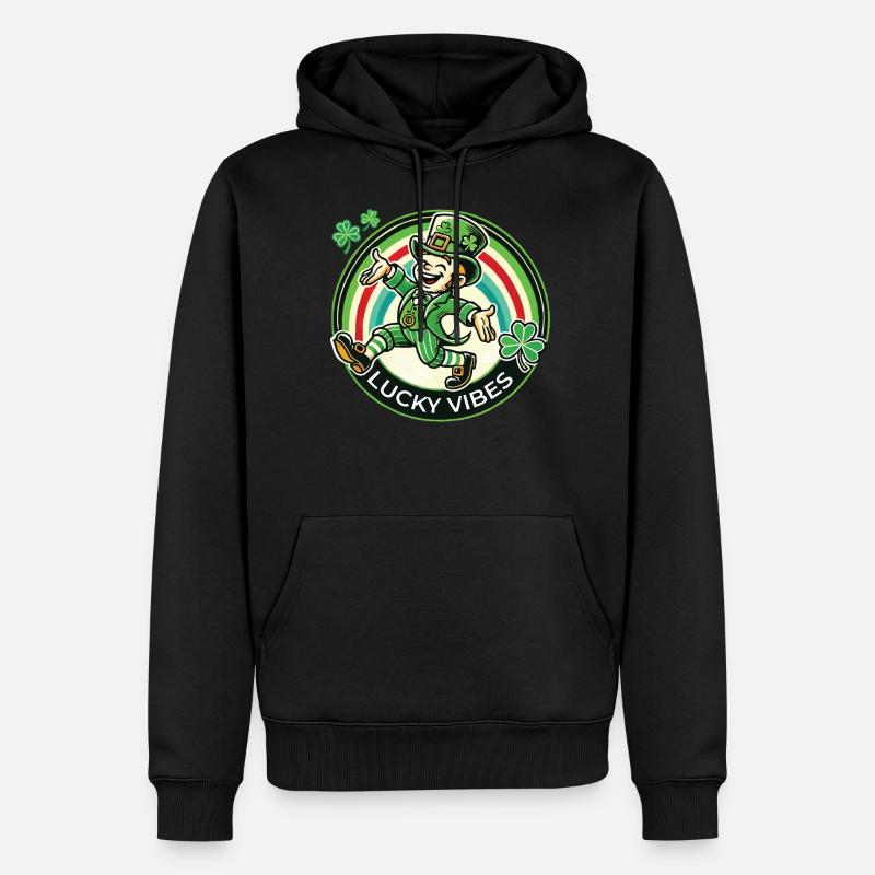 Joyeuses vibrations de la Saint-Patrick - Sweat à capuche Premium bio Homme - noir