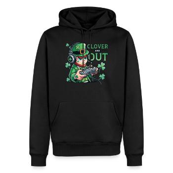 St. Patrick's Day Gaming Design Clover and Out - Männer Premium Bio Hoodie - Schwarz - Vorne - Nico (187cm)