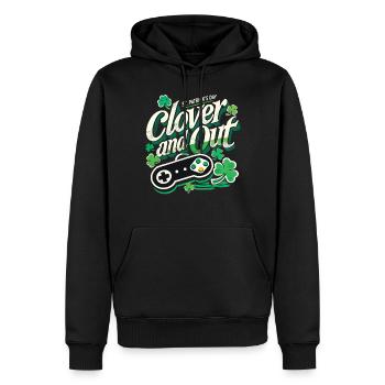 Saint-Patrick Retro Gaming trèfle et out - Sweat à capuche Premium bio Homme - noir - Devant - Nico (187cm)