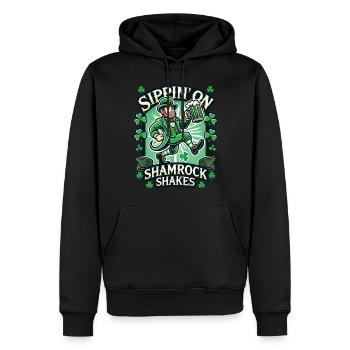 Siroter des shakes Shamrock pour la Saint-Patrick - Sweat à capuche Premium bio Homme - noir - Devant - Nico (187cm)