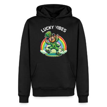 Joyeuses vibrations de la Saint-Patrick - Sweat à capuche Premium bio Homme - noir - Devant - Nico (187cm)