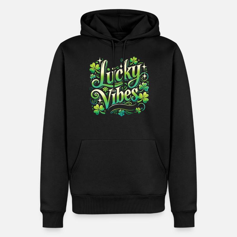 Saint-Patrick Lucky Vibes Design - Sweat à capuche Premium bio Homme - noir