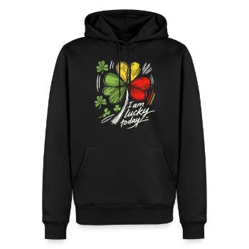 Trèfle de la Saint-Patrick J’ai de la chance aujourd’hui - Sweat à capuche Premium bio Homme - noir - Devant - Nico (187cm)