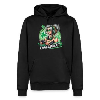 St. Patrick’s Day Girl Gamerlook trèfle et out - Sweat à capuche Premium bio Homme - noir - Devant - Nico (187cm)