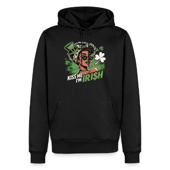 Saint-Patrick Embrasse-moi Je suis Design irlandais - Sweat à capuche Premium bio Homme - noir - Devant - Nico (187cm)