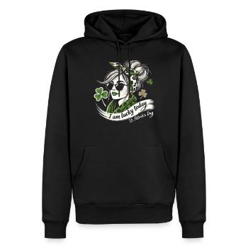 Saint-Patrick Lucky Clover Style Girls - Sweat à capuche Premium bio Homme - noir - Devant - Nico (187cm)