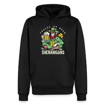 S’amuser à la Saint-Patrick avec de la bière et des manigances - Sweat à capuche Premium bio Homme - noir - Devant - Nico (187cm)