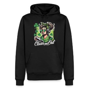 Clover And Out St. Patrick's Day Gaming Spaß - Männer Premium Bio Hoodie - Schwarz - Vorne - Nico (187cm)
