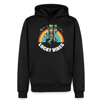 St. Patrick's Day Glückliche Vibes Regenbogen - Männer Premium Bio Hoodie - Schwarz - Vorne - Nico (187cm)